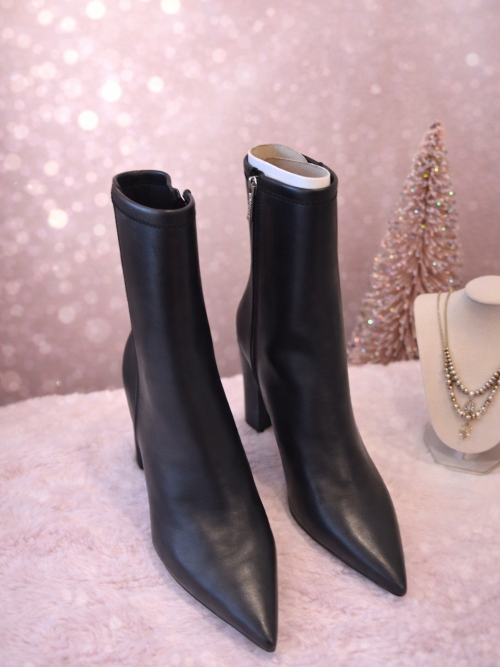 Guess Black Pointed Toe High Heel Ankle Booties